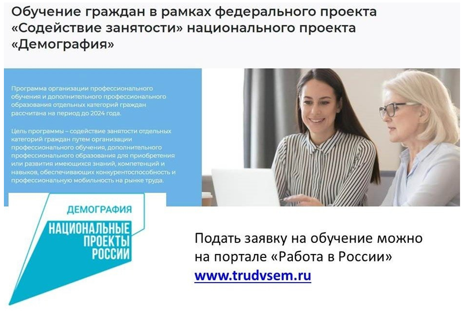 Содействие занятости федеральный проект демография программы обучения